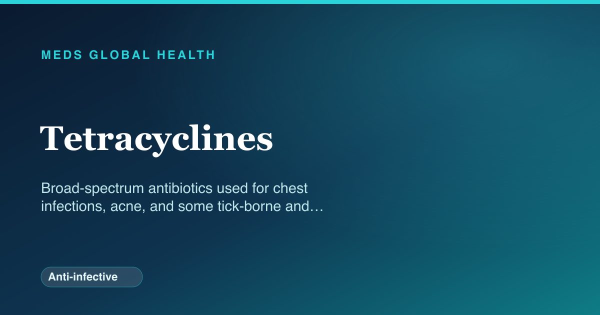 Tetracyclines (Anti-infective) — Meds Global Health drug-class reference