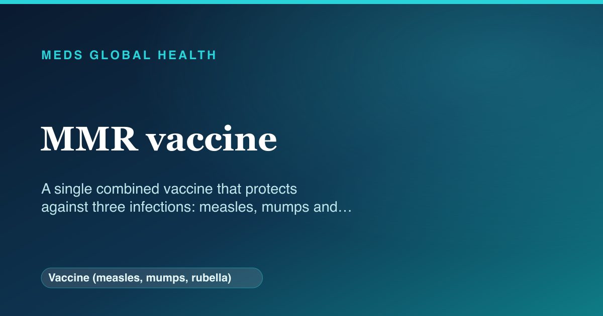 MMR vaccine (Vaccine (measles, mumps, rubella)) — Meds Global Health reference card